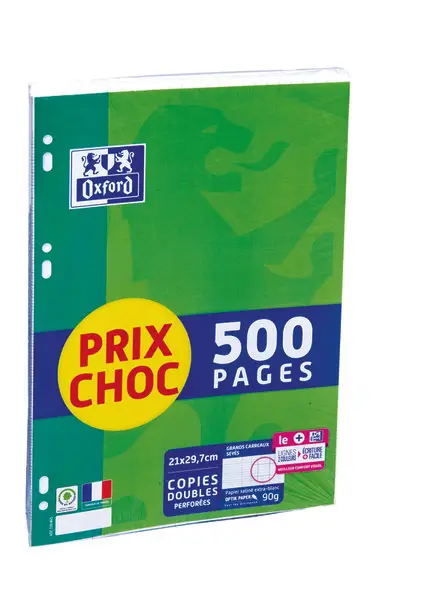 Oxford Copies doubles perforées, A4, Seyès, MAXI PACK (EAN: 3020121072356)