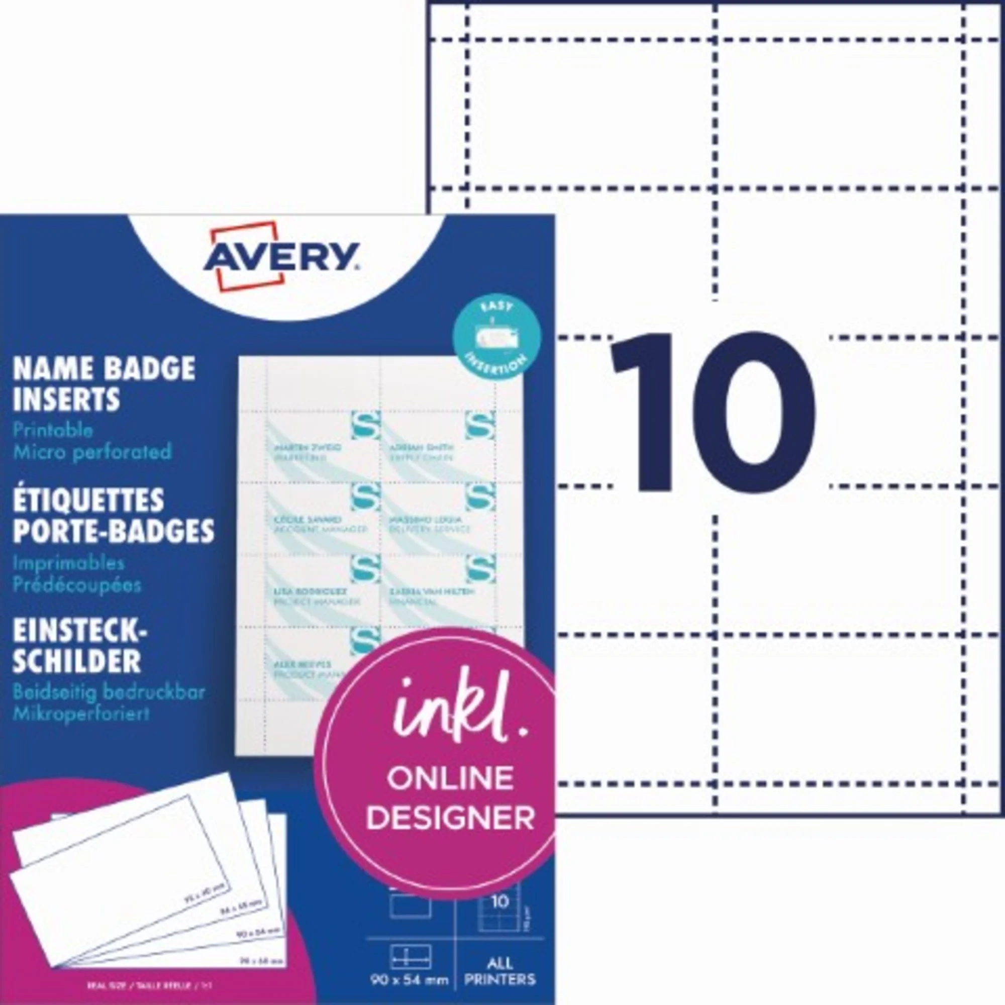 AVERY Einsteck-Namensschild, 90 x 54 mm, weiß (EAN: 5014702001192)