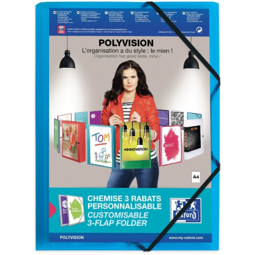 Oxford Eckspannermappe POLYVISION, DIN A4-Sichttasche, blau (EAN: 3045050079153)