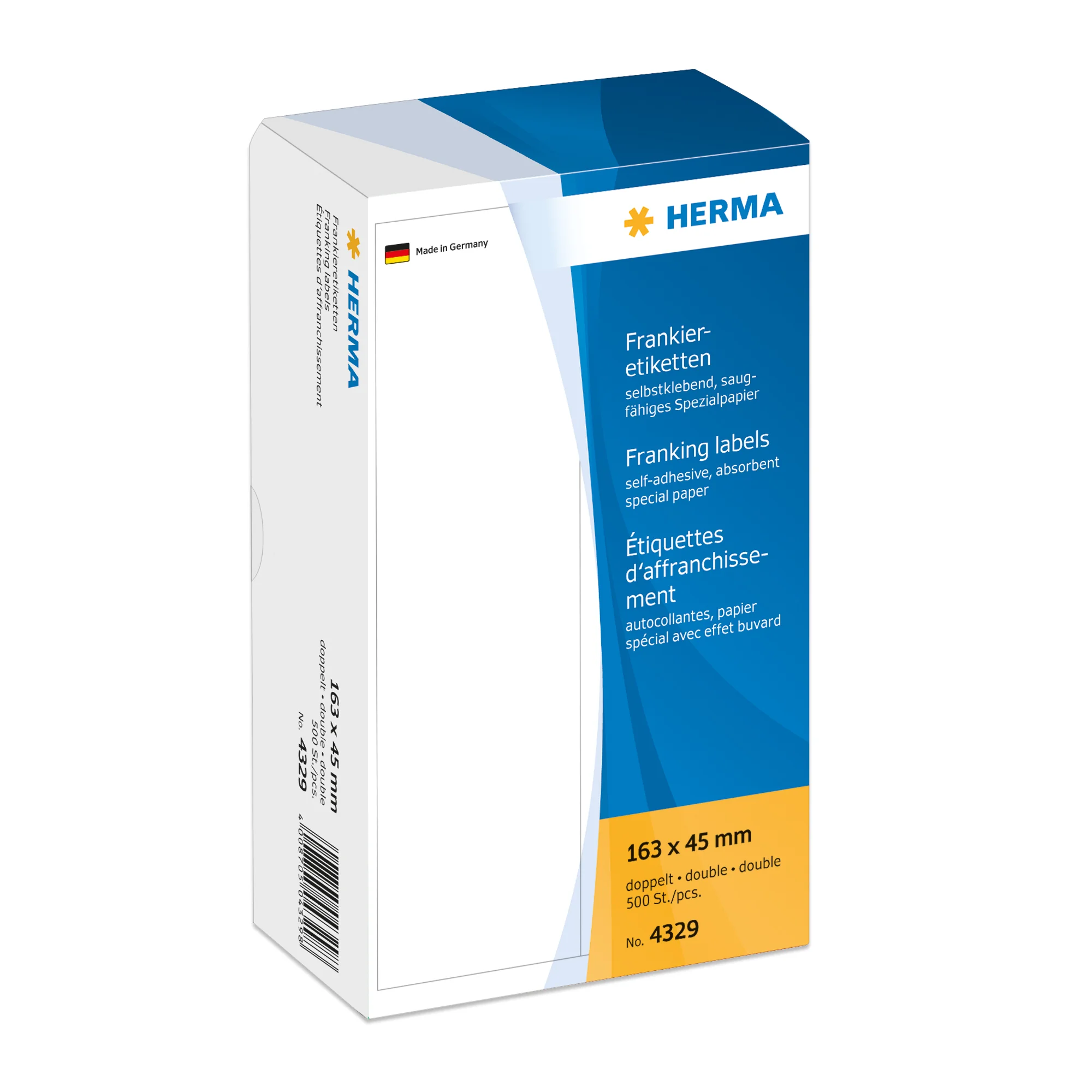 HERMA Frankier-Etiketten, 163 x 45 mm, doppelt, weiß (EAN: 4008705043298)