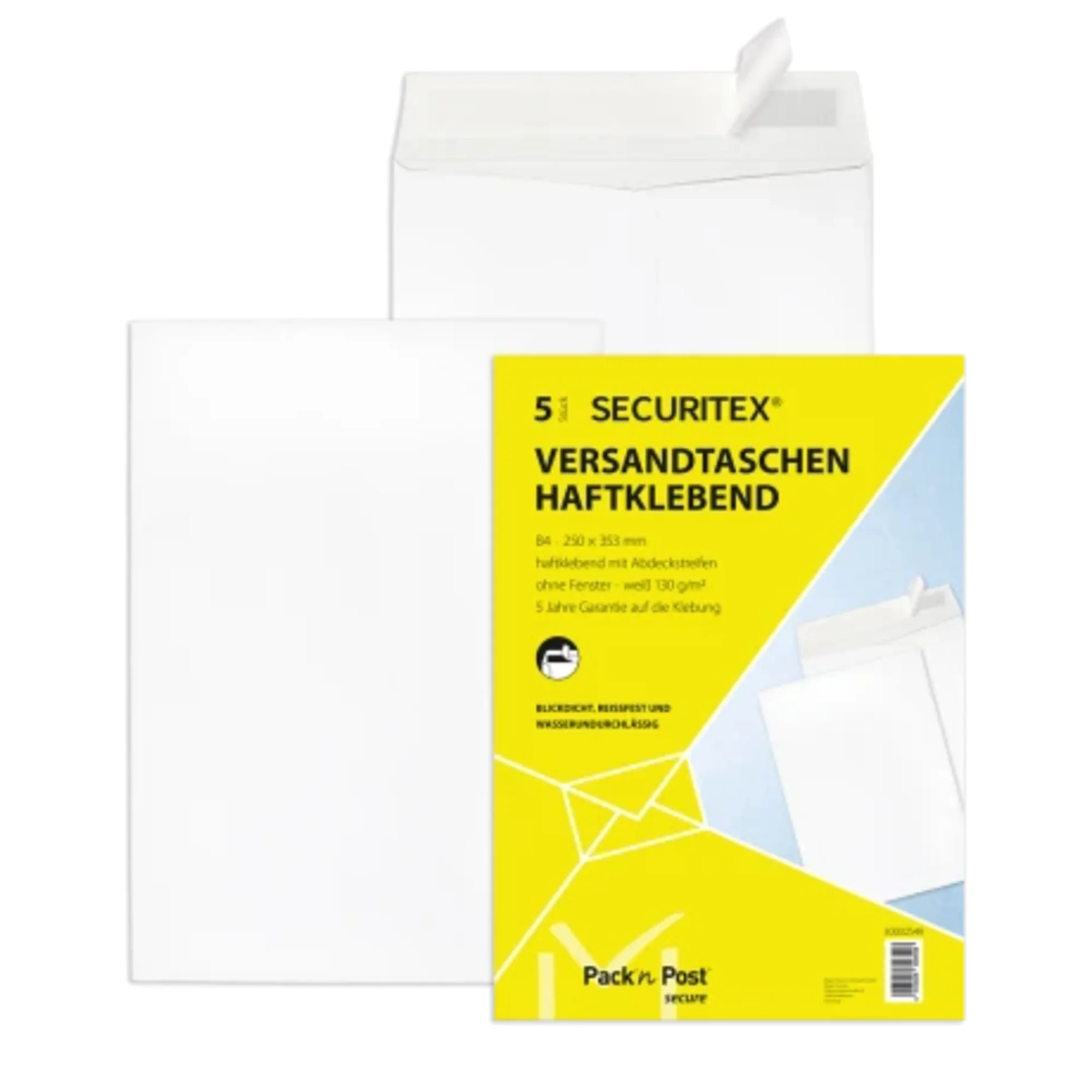 SECURITEX Versandtasche, B4, weiß, ohne Fenster, 130 g/qm (EAN: 4003928396558)