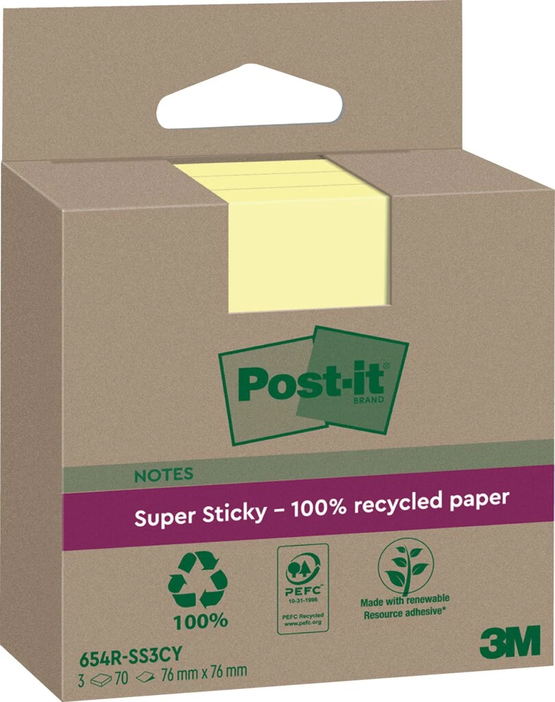 Post-it Haftnotizen super sticky Recycling notes, gelb (EAN: 4064035060138)