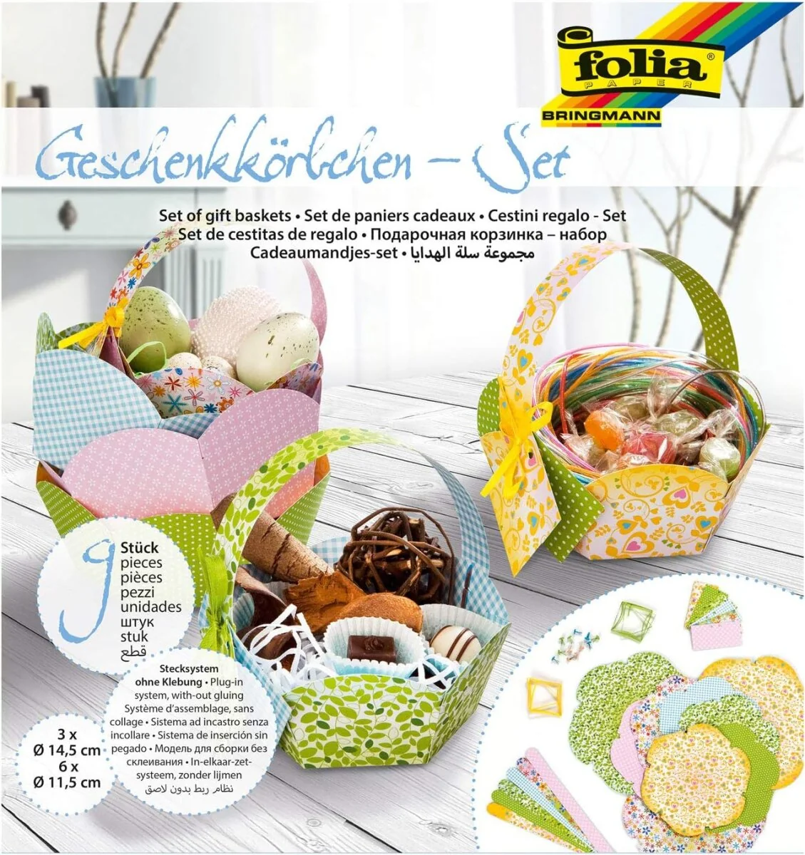 folia Geschenkkörbchen-Bastelset, 9 Körbchen (EAN: 4001868052763)