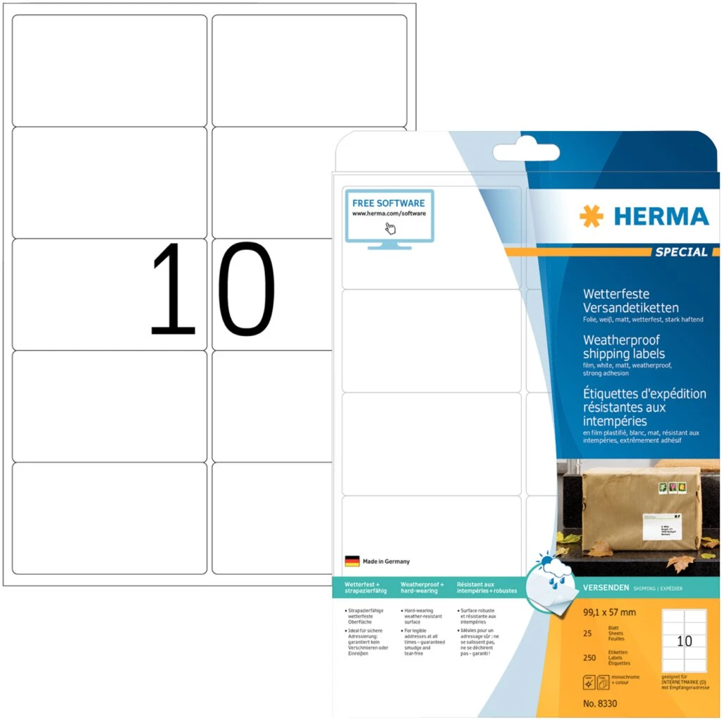 HERMA Wetterfeste Versand-Etiketten SPECIAL, 99,1 x 57 mm (EAN: 4008705083300)