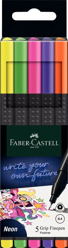 FABER-CASTELL Fineliner GRIP FINEPEN Neon, 5er Etui (EAN: 4005401516033)