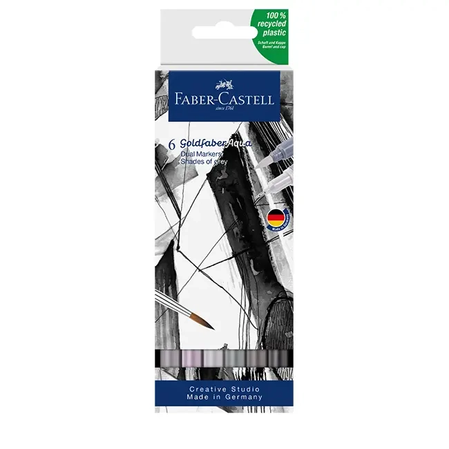 FABER-CASTELL Aquarellmarker GOLDFABER, 6er Etui Grautöne (EAN: 4005401645221)