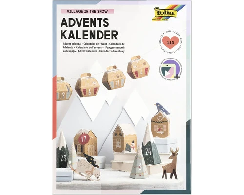 folia Adventskalender-Bastelset VILLAGE IN THE SNOW, weiß/silber (EAN: 4001868129649)