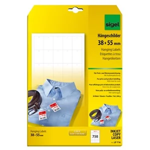 sigel Hängeschilder, 38 x 55 mm (A4), weiß, 200 g/qm (EAN: 4004360997327)
