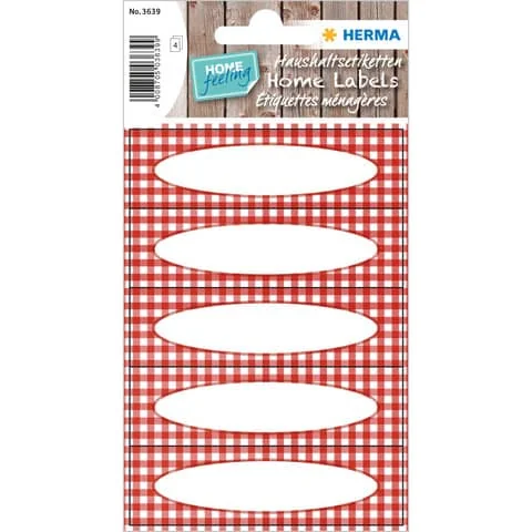 HERMA Haushalts-Etiketten Vichy-Karo, 76 x 23 mm, rot (EAN: 4008705036399)