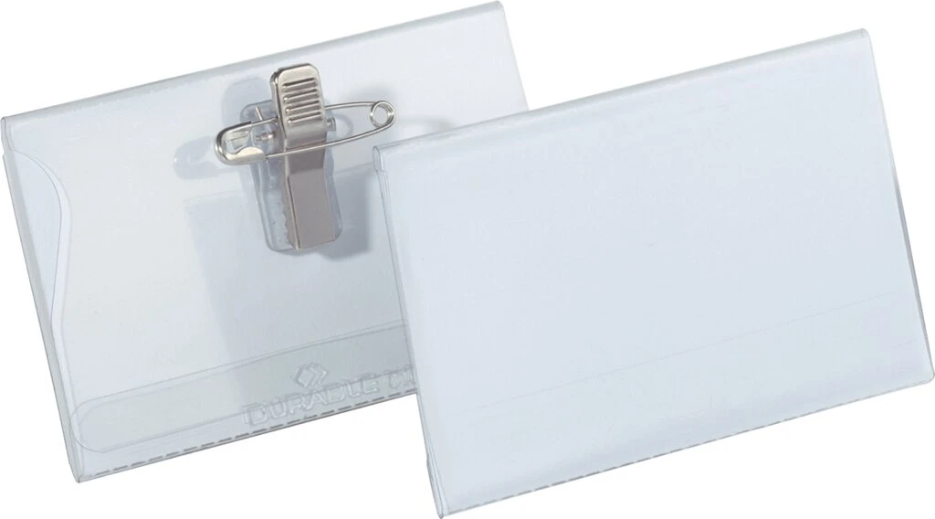 DURABLE Namensschild, mit Kombiklemme, 90 x 54 mm, transparent (EAN: 4005546810126)