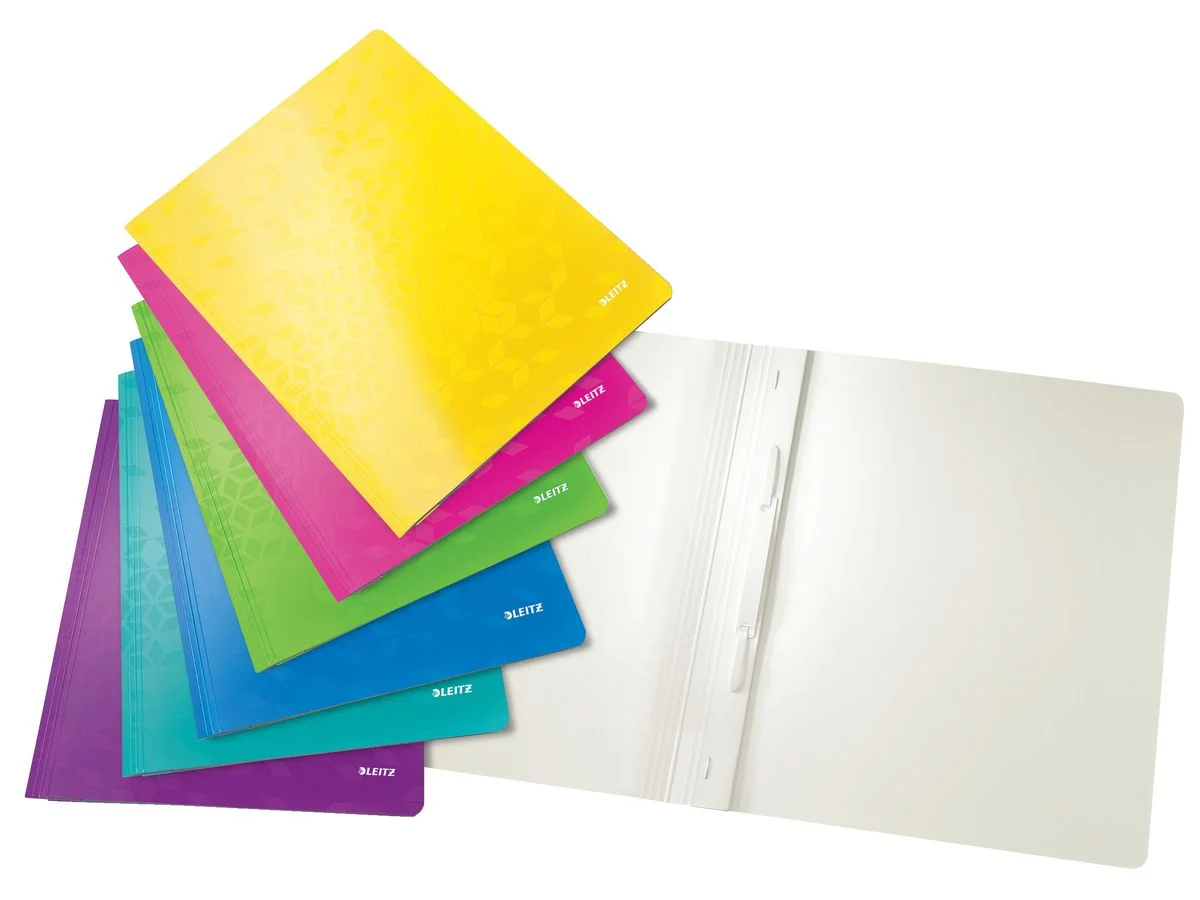LEITZ Schnellhefter WOW, DIN A4, Karton, farbig sortiert, pink, blau, gelb, eisblau, violett und grün (EAN: 4002432108732)