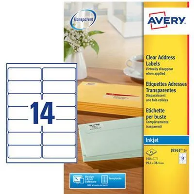 AVERY Tintenstrahl-Adressetikett, 99,1 x 38,1 mm, transparent (EAN: 3266550271148)