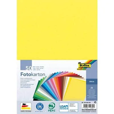 folia Fotokarton, DIN A4, 300 g/qm, 25 Farben sortiert (EAN: 4001868106589)