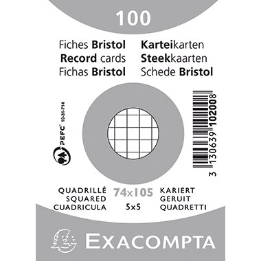 EXACOMPTA Karteikarten, DIN A7, kariert, weiß (EAN: 3130639102008)