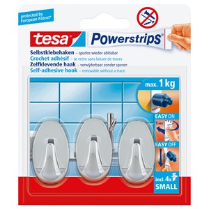tesa Powerstrips Haken SMALL Oval, chrom (EAN: 4042448104939)