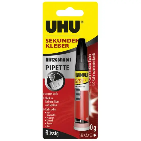 UHU Sekundenkleber blitzschnell PIPETTE, 3 g Flasche (EAN: 4026700455700)