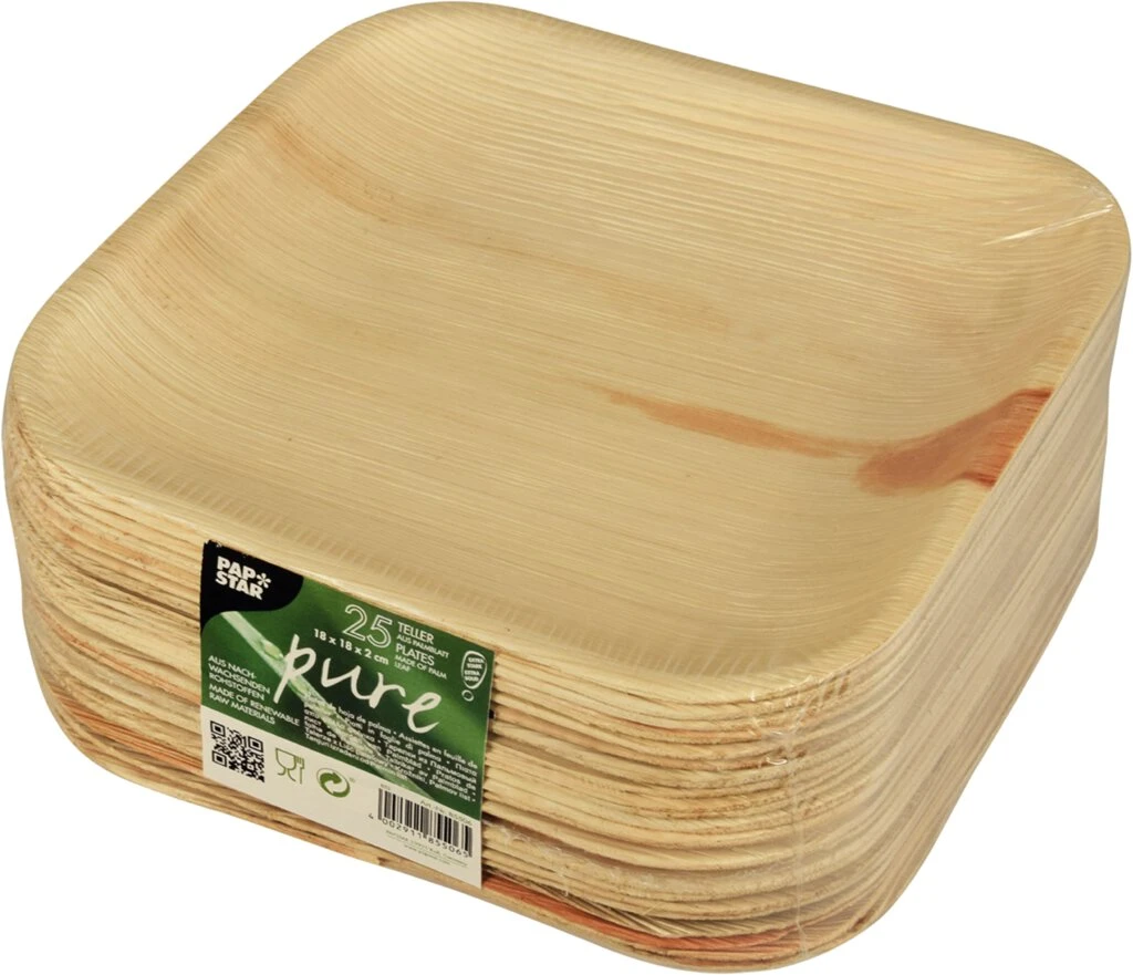 PAPSTAR Palmblatt-Teller "pure" eckig, 180 x 180 mm, 25er (EAN: 4002911855065)