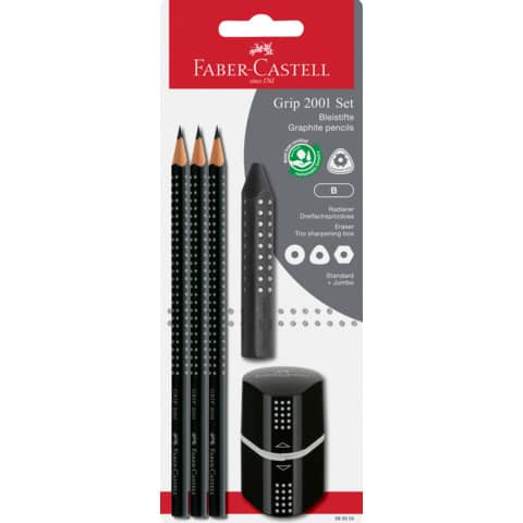 FABER-CASTELL Bleistift GRIP 2001 Set, schwarz, Blister (EAN: 4005405800244)