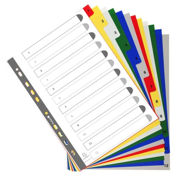 EXACOMPTA Kunststoff-Register, Zahlen, DIN A4+, 12-teilig (EAN: 3130630025122)