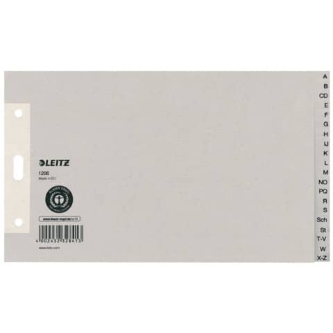LEITZ Tauenpapier-Register, A-Z, A5 quer, 20-teilig, grau (EAN: 4002432328413)