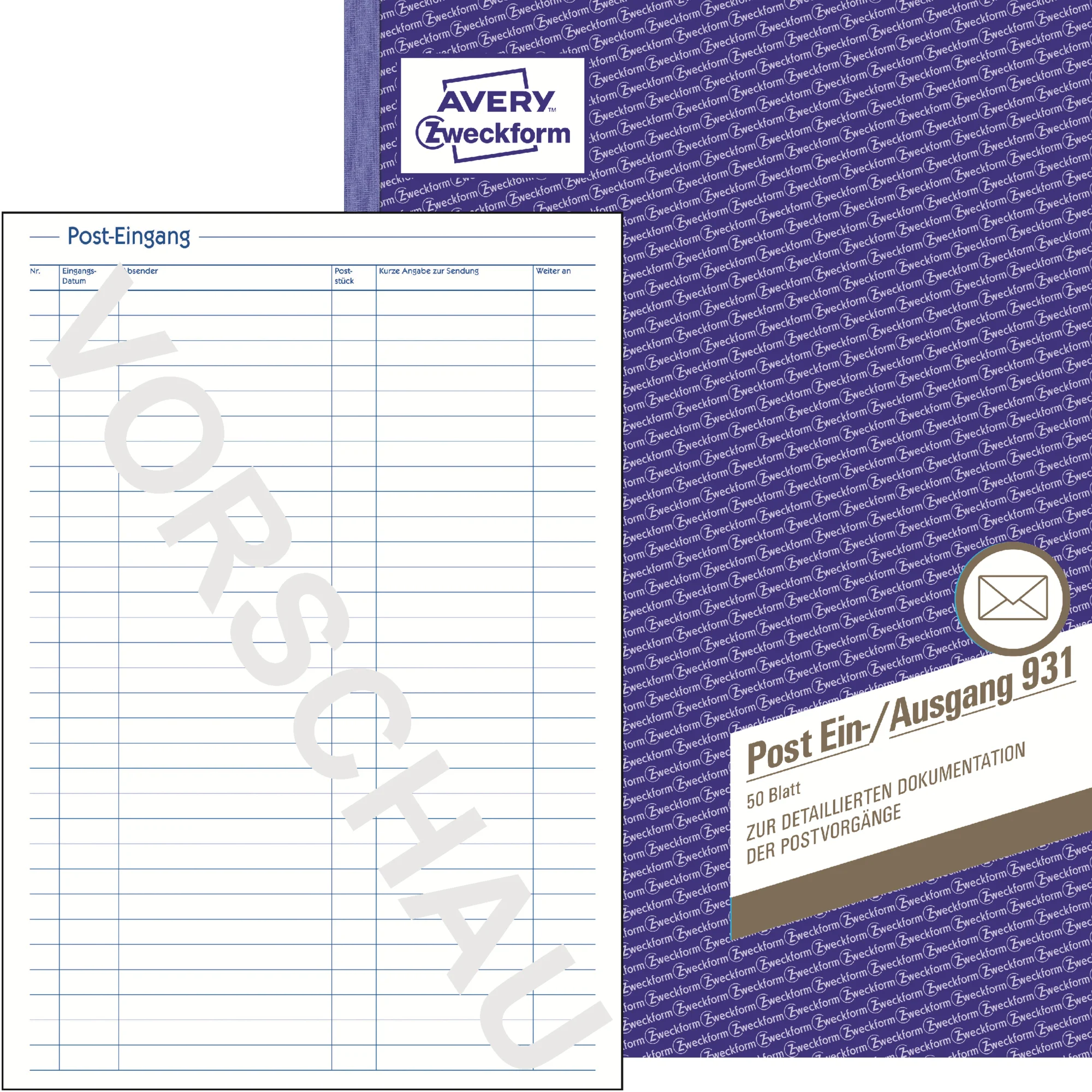 AVERY Zweckform Formularbuch "Posteingangs-/Ausgangsbuch",A4 (EAN: 4004182009314)