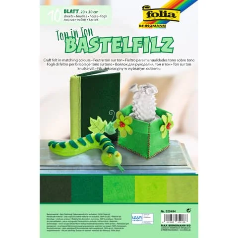 folia Bastelfilz TON-IN-TON MIX, 200 x 300 mm, grün (EAN: 4001868052138)