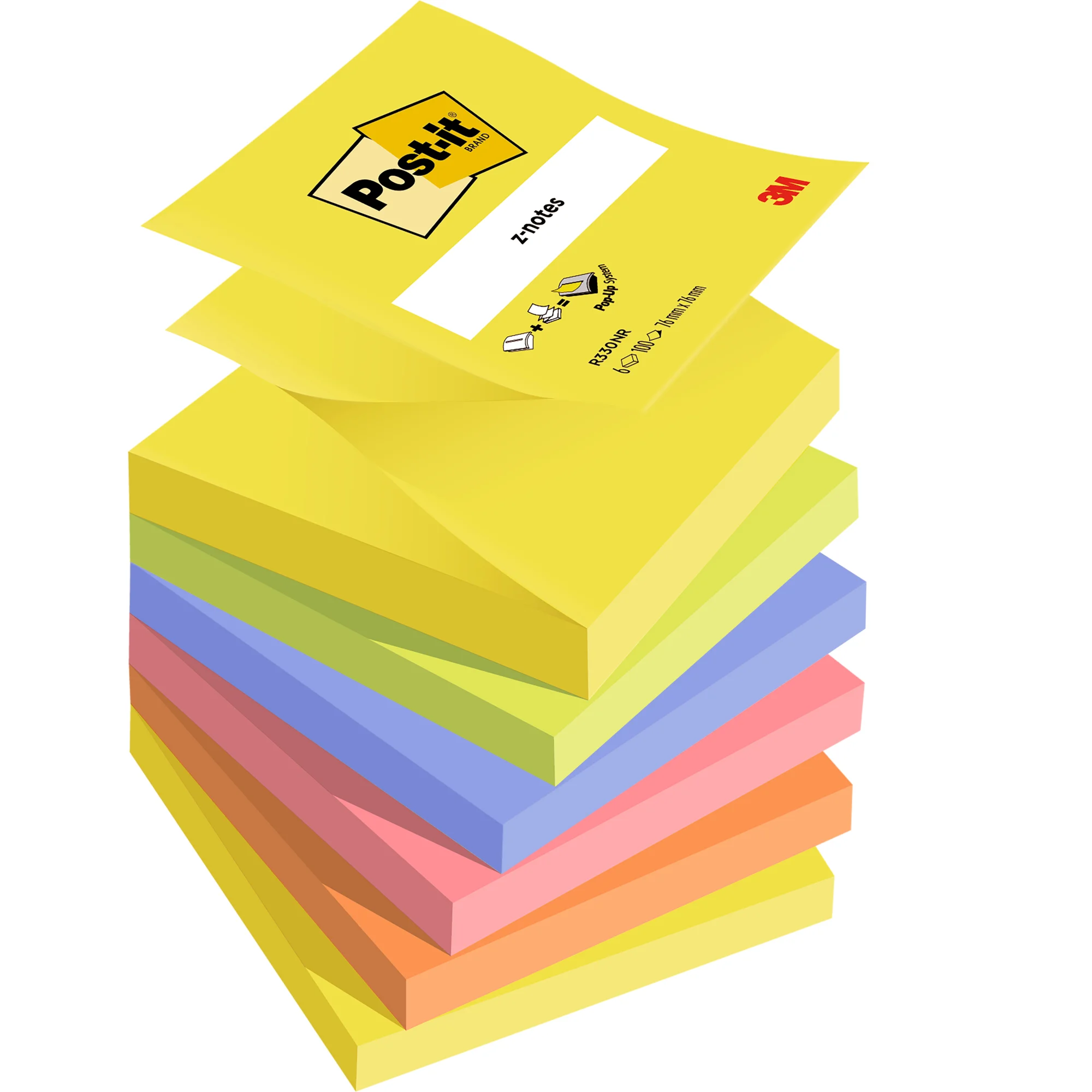 Post-it Haftnotizen z-notes, 76 x 76 mm, 6-farbig (EAN: 4064035083694)