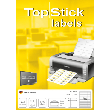 TOP STICK Universal-Etiketten, 46 x 11,1 mm, weiß, 100 Blatt (EAN: 4023145087244)