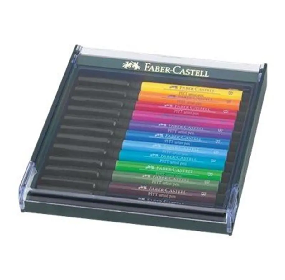 FABER-CASTELL Tuschestift PITT artist pen, 12er Etui Basic, farbig sortiert in Basis-Farben (EAN: 4005402674213)