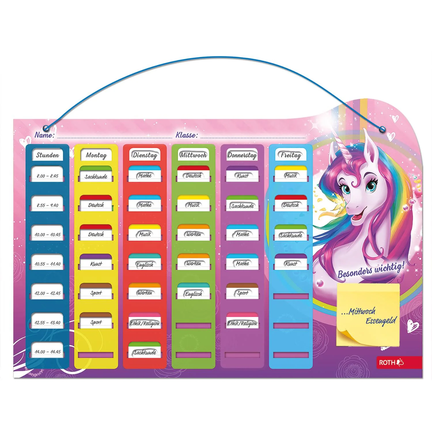 ROTH Klipp & Klar Stundenplan Steck-Fix "Einhornportrait" (EAN: 4028279003405)