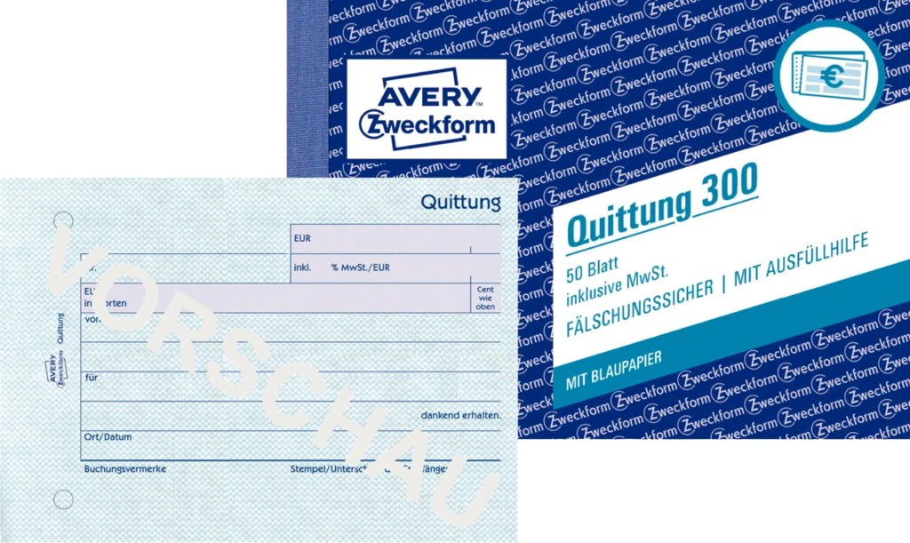 AVERY Zweckform Formularbuch "Quittung", A6 quer, 50 Blatt (EAN: 4004182003008)