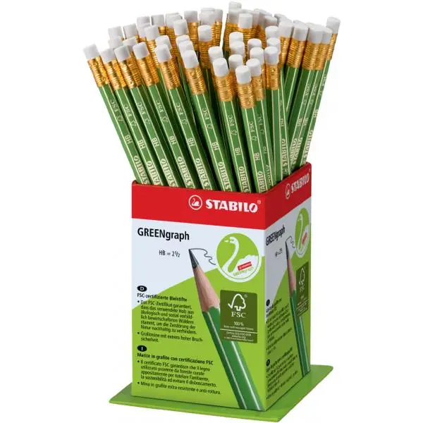 STABILO Bleistift GREENgraph, Härtegrad: HB, 60er Display (EAN: 4006381391573)