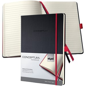 sigel Notizbuch Conceptum, DIN A4, liniert, schwarz/rot (EAN: 4004360826504)