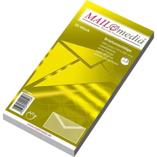 MAILmedia Briefumschlag Offset weiß mit Seidenfutter, D lang (EAN: 4003928221508)