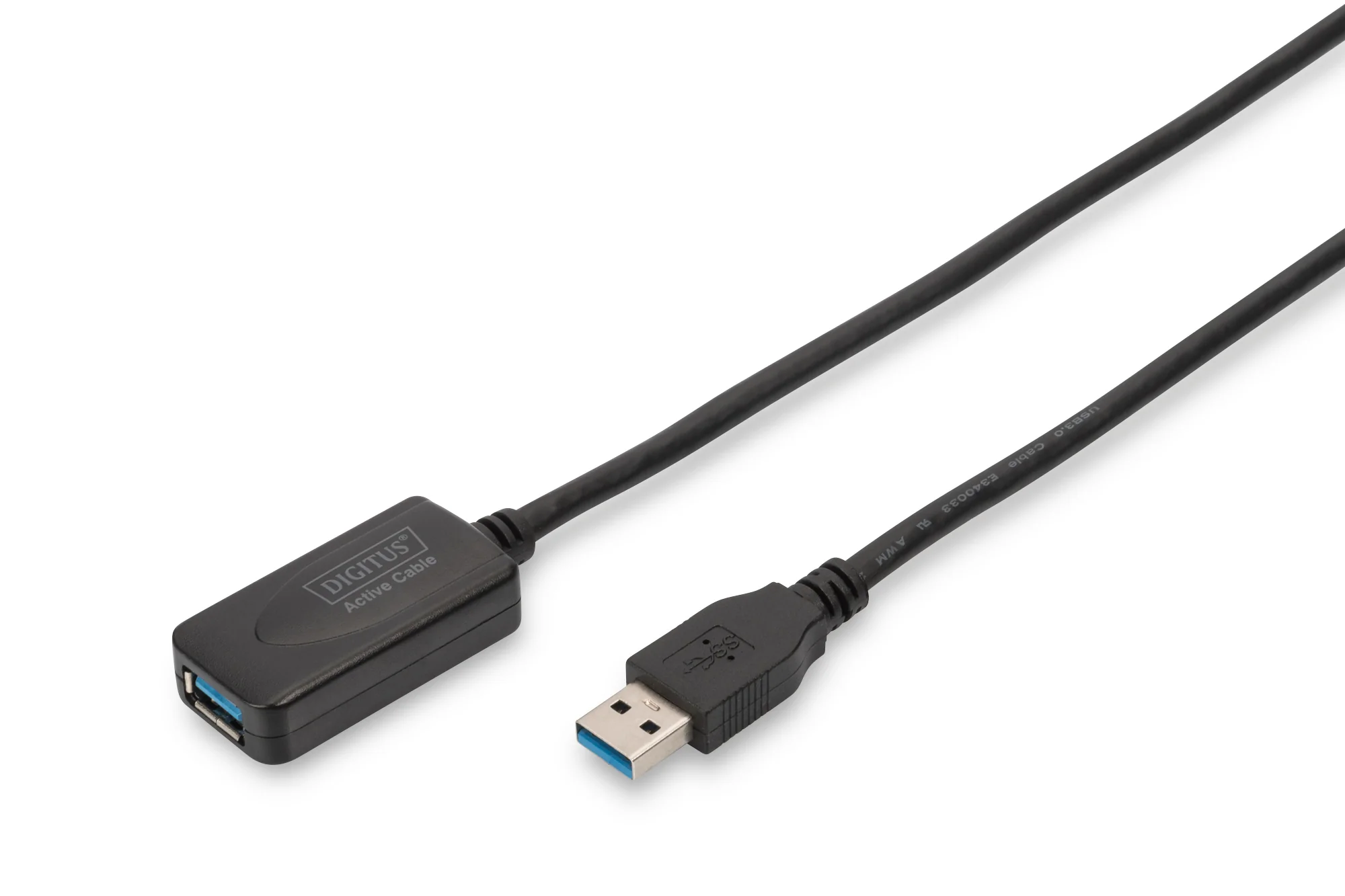 DIGITUS Aktives USB 3.0 Verlängerungskabel, 5,0 m, schwarz (EAN: 4016032326229)