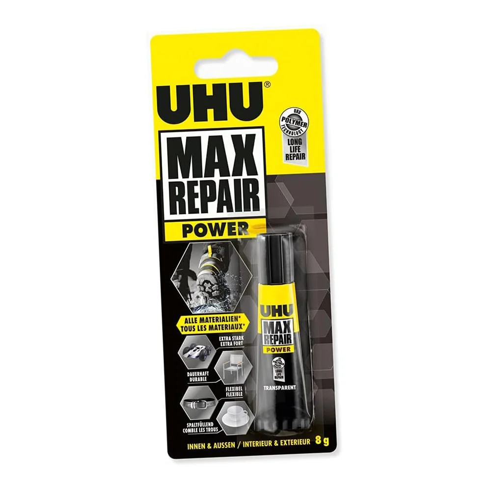 UHU Universal-Klebstoff MAX REPAIR POWER, 8 g Tube, transparent (EAN: 4026700458657)