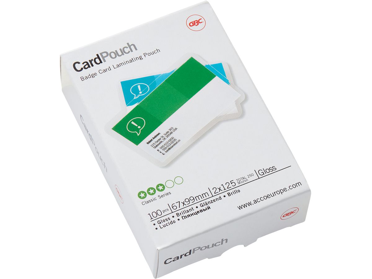 GBC Laminierfolientasche CardPouch, 67 x 98,5 mm, 250 mic (EAN: 0033816034891)