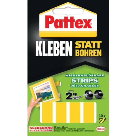 Pattex Montage Klebe-Strips, wieder ablösbar, gelb (EAN: 4015000405065)