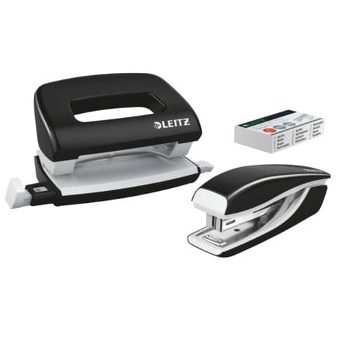 LEITZ Heftgerät- & Locher-Set Mini NeXXt WOW, schwarz (EAN: 4002432122318)