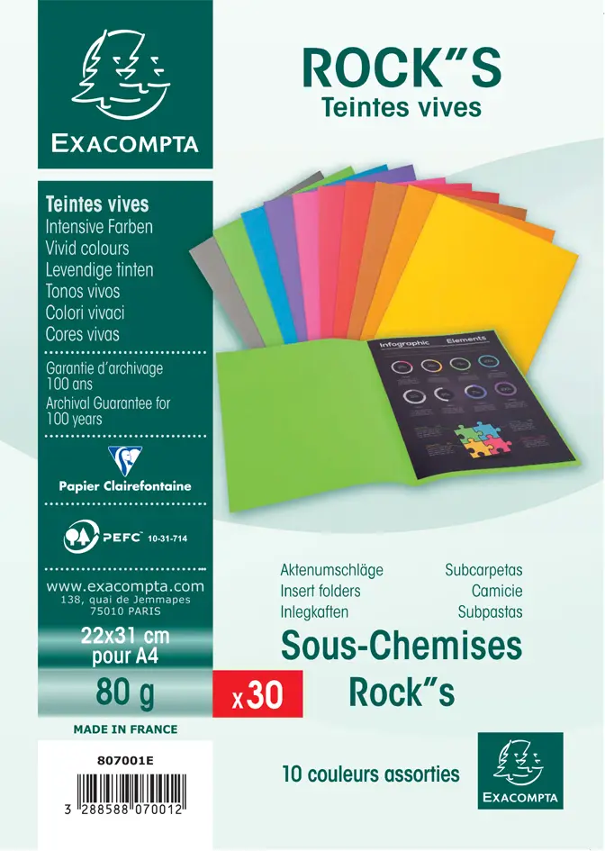 EXACOMPTA Aktendeckel ROCK'S, DIN A4, 80 g/qm, sortiert (EAN: 3288588070012)