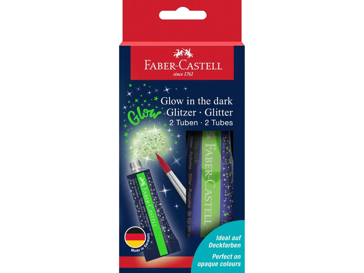 FABER-CASTELL Glitzer-Gel Glow in the dark, 2 Tuben à 12 ml (EAN: 4005401250920)