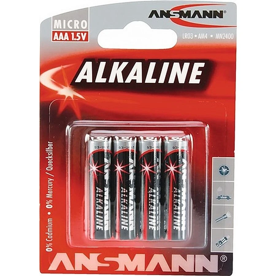 ANSMANN Alkaline Batterie "RED", Micro AAA, 4er Blister (EAN: 4013674005512)