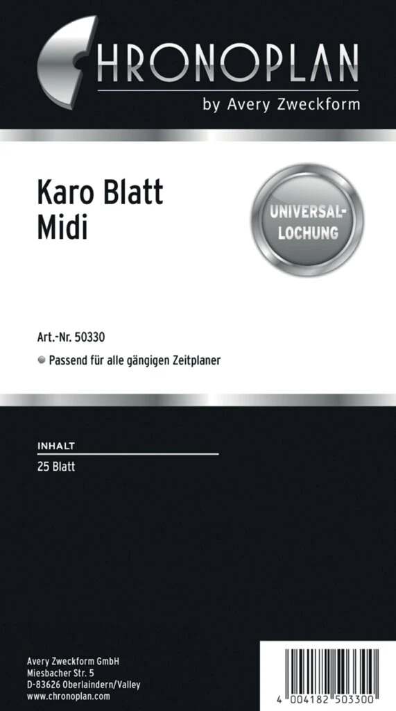 CHRONOPLAN Karo Blatt, Midi, 25 Blatt, 80 g/qm (EAN: 4004182503300)