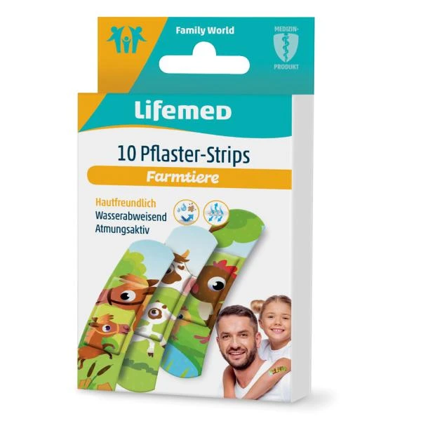 Lifemed Kinder-Pflaster-Strips "Farmtiere", 10er (EAN: 4251594200031)