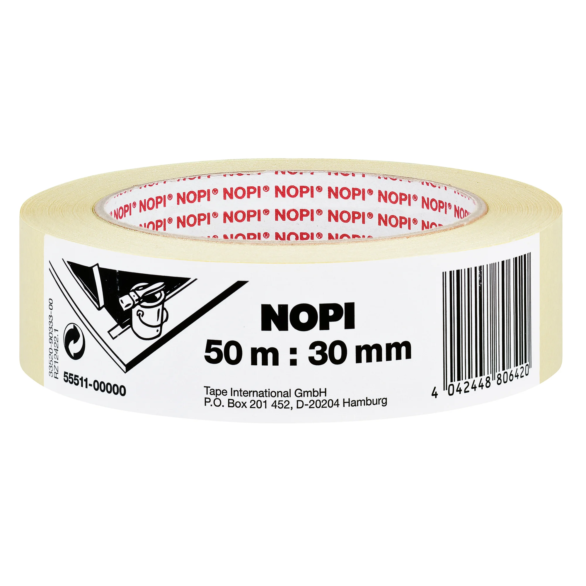 NOPI Maler Krepp Papierabdeckband, 30 mm x 50 m, beige (EAN: 4042448806420)