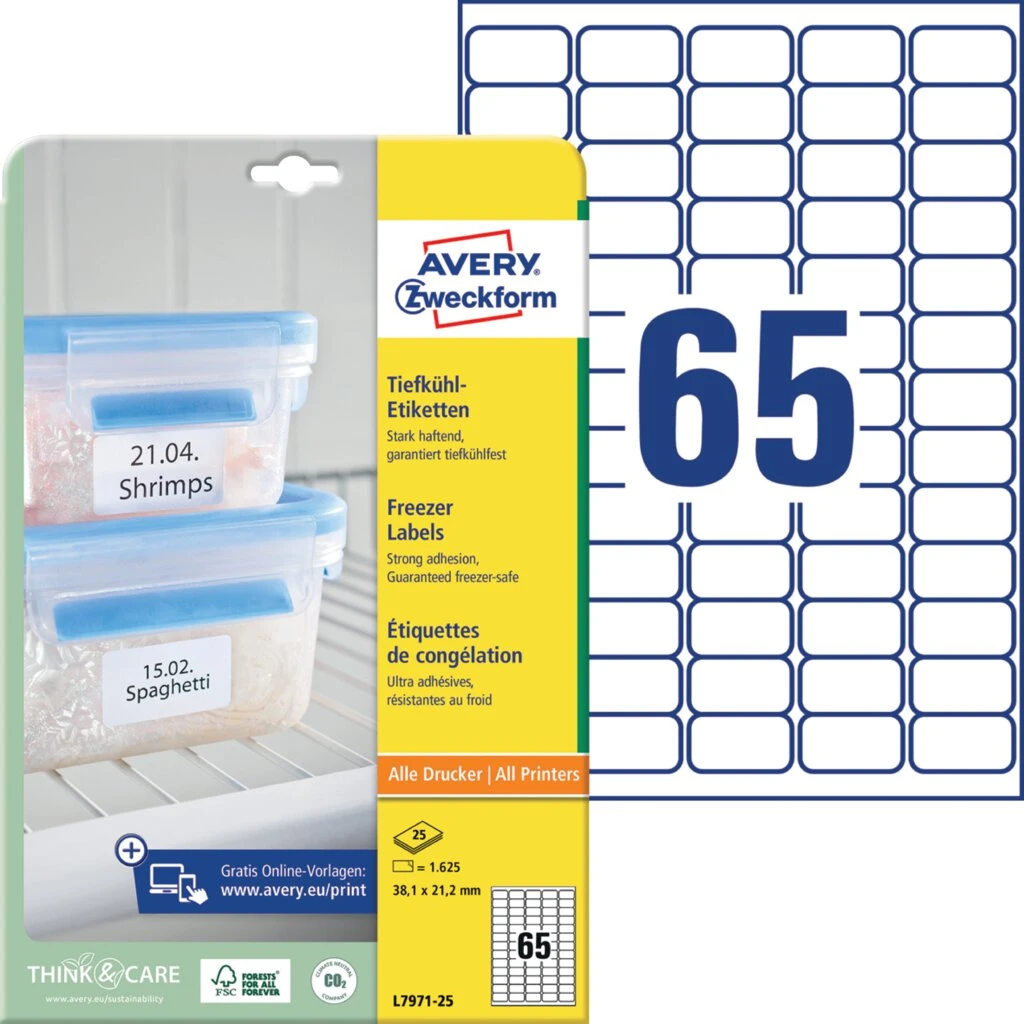 AVERY Zweckform Tiefkühl-Etiketten, 38,1 x 21,2 mm, weiß (EAN: 4004182067567)