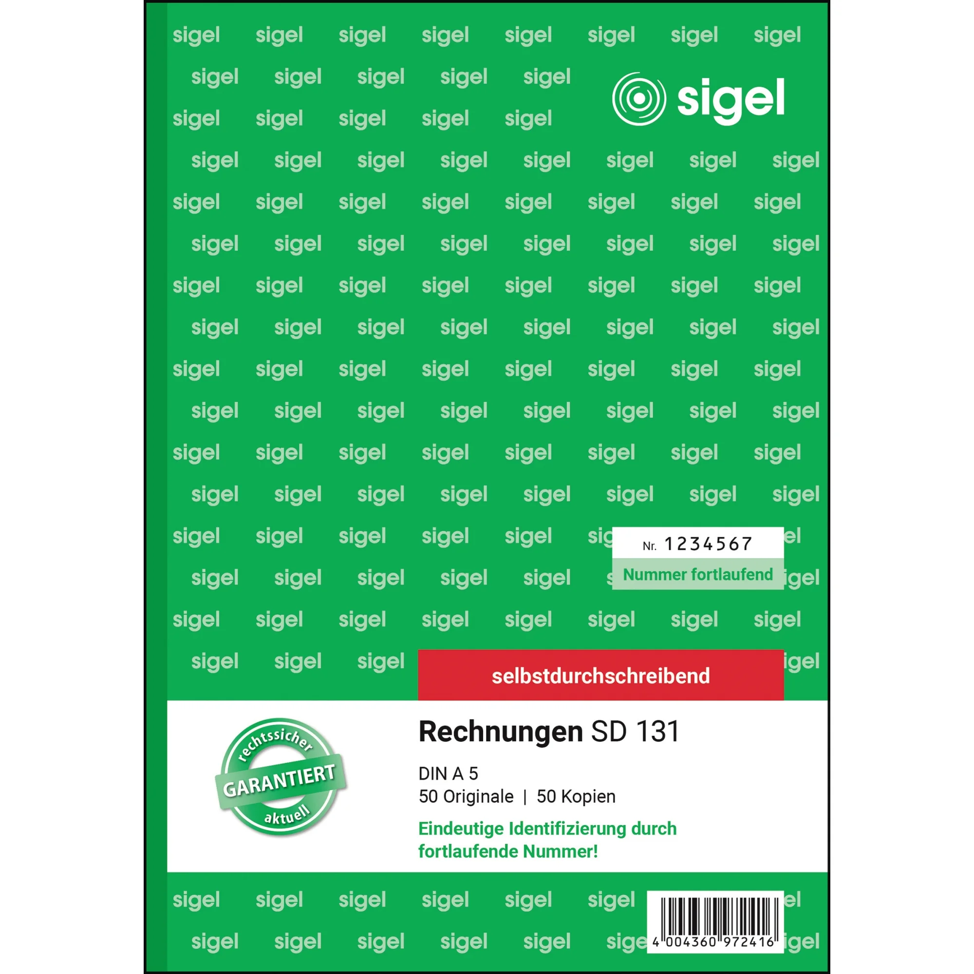 sigel Formularbuch "Rechnung", fortlaufende Nummerierung (EAN: 4004360972416)