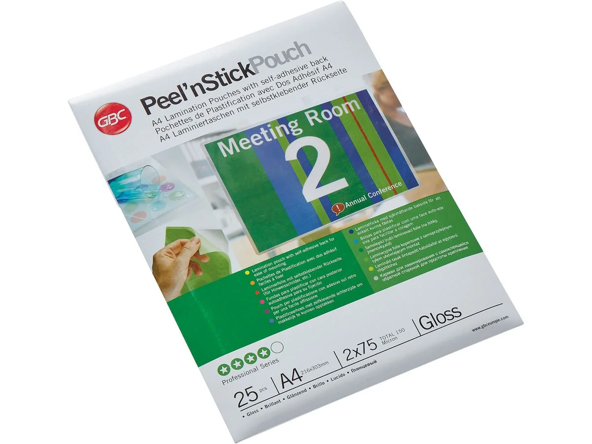 GBC Laminierfolientasche Peel'nStickPouch, DIN A4, 150 mic (EAN: 0033816055360)