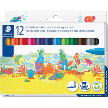 STAEDTLER Fasermaler Noris jumbo, 12er Kartonetui (EAN: 4007817140352)