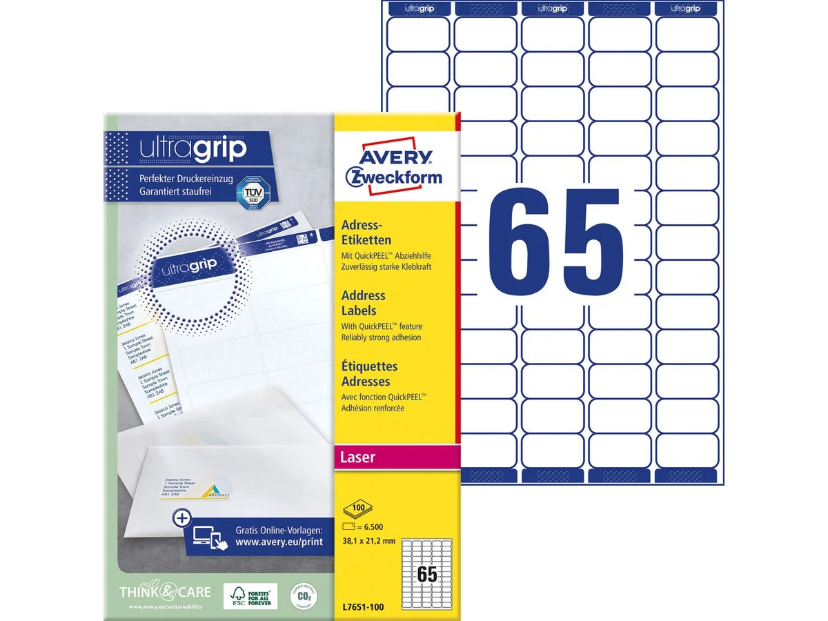 AVERY Zweckform Mini-Etiketten, 38,1 x 21,2 mm, weiß (EAN: 4004182476512)